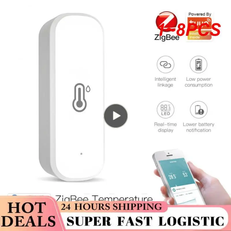 

Умный гигрометр Tuya Zigbee/Wi-Fi, устройство для измерения влажности и температуры в помещении, дистанционное управление через приложение, работает с Alexa, 1-8 шт.