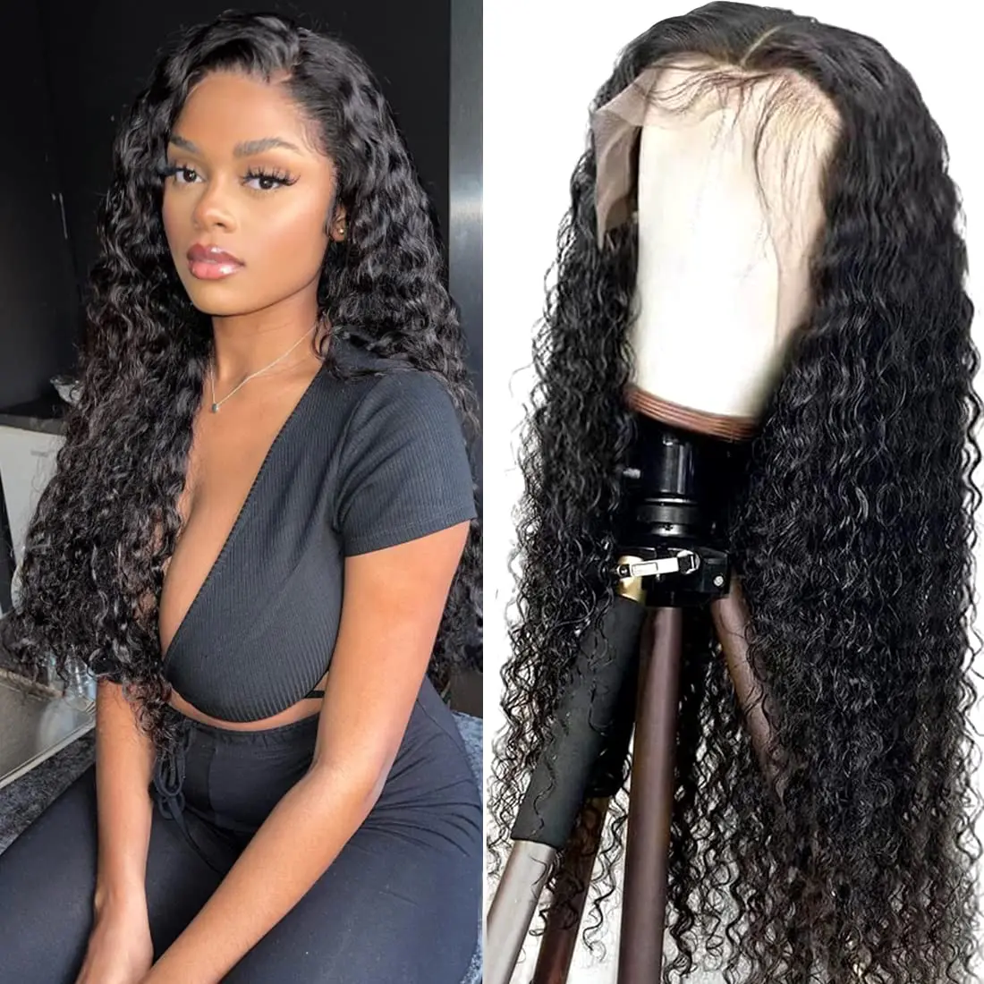 

Water Wave Lace Front Wig 13x4 HD Transparent Lace Frontal Wig 30 Inch Curly Human Hair Wigs Deep Wave Frontal Wigs Lace Closure