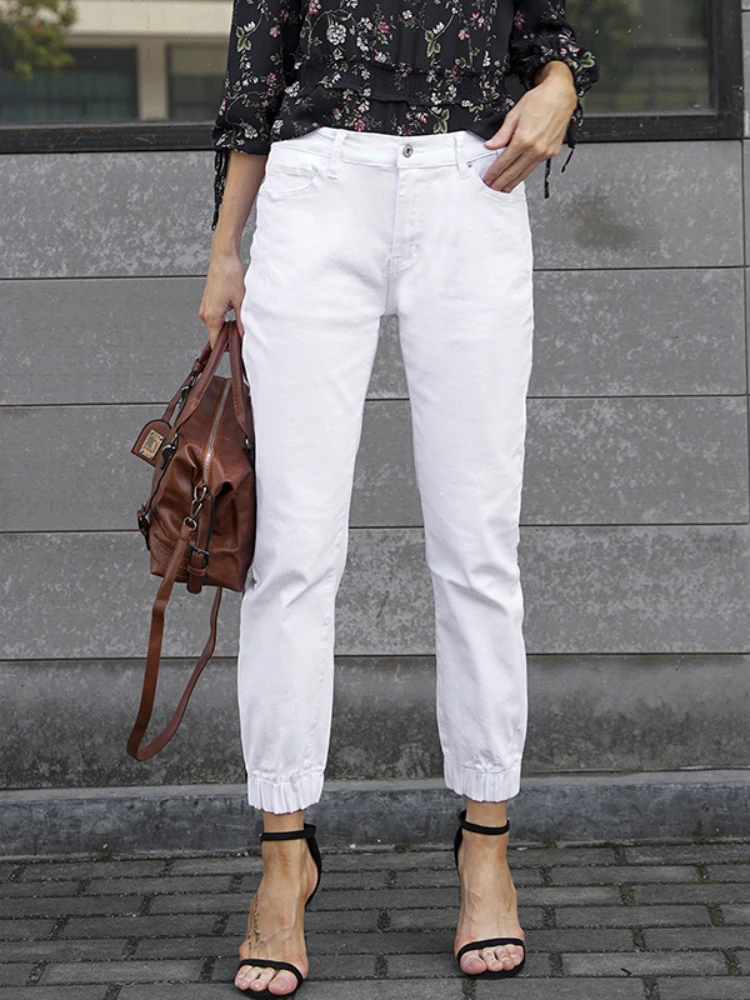 

2022 Spring/Summer New Mid-waist Nine-point Jeans Women's Super-elastic Loose-fitting Skirt Women's Jeans Denim Joggers Women