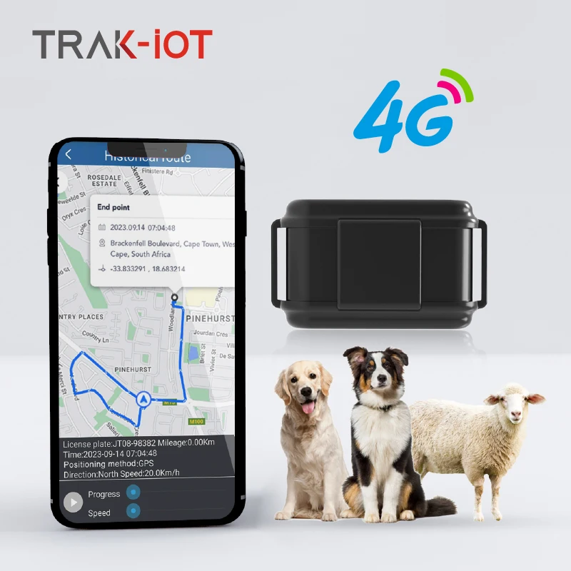

TRAK-IOT TP02 4G Pet GPS Tracker For Dog Cow Sheep Anti-lost 4000mAh Built-in Battery Waterproof Free Tracking Platform APP