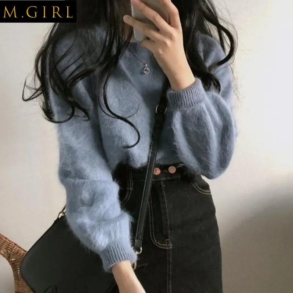 

Sweater Pullovers Women Autumn O-neck Solid Warm Student Basic Ulzzang Design Clothing Female Tender Chic Daily New Arrival Ins