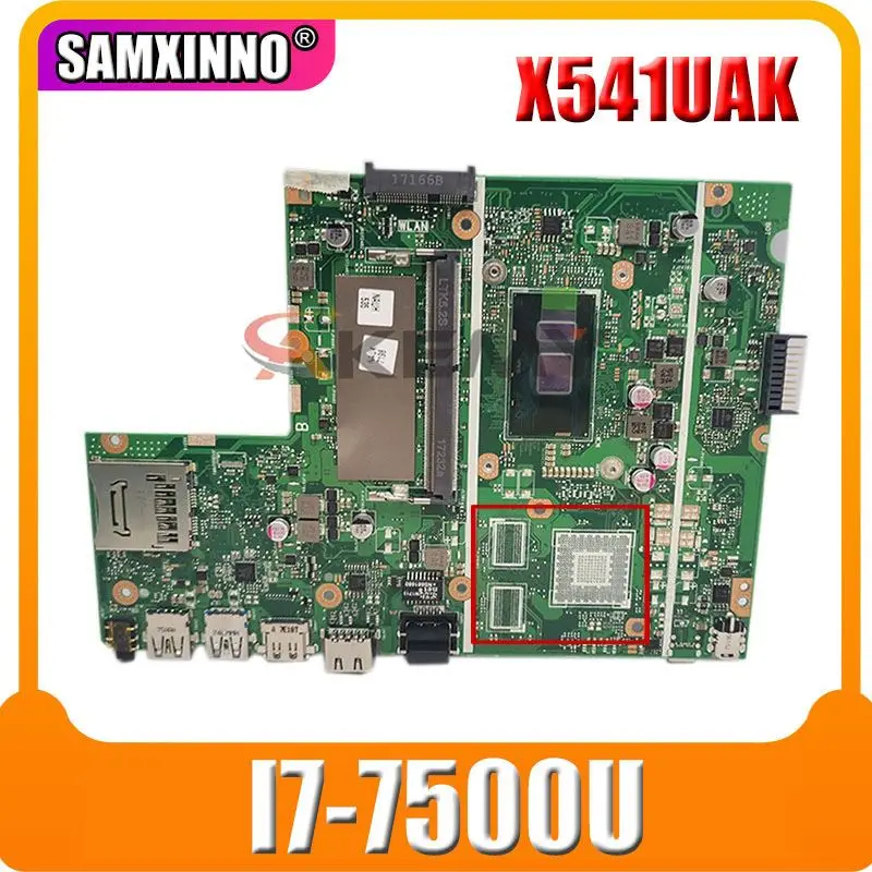 

X541UAK original mainboard with I7-7500U for ASUS X541UJ X541UV X541U X541UVKLaptop motherboard