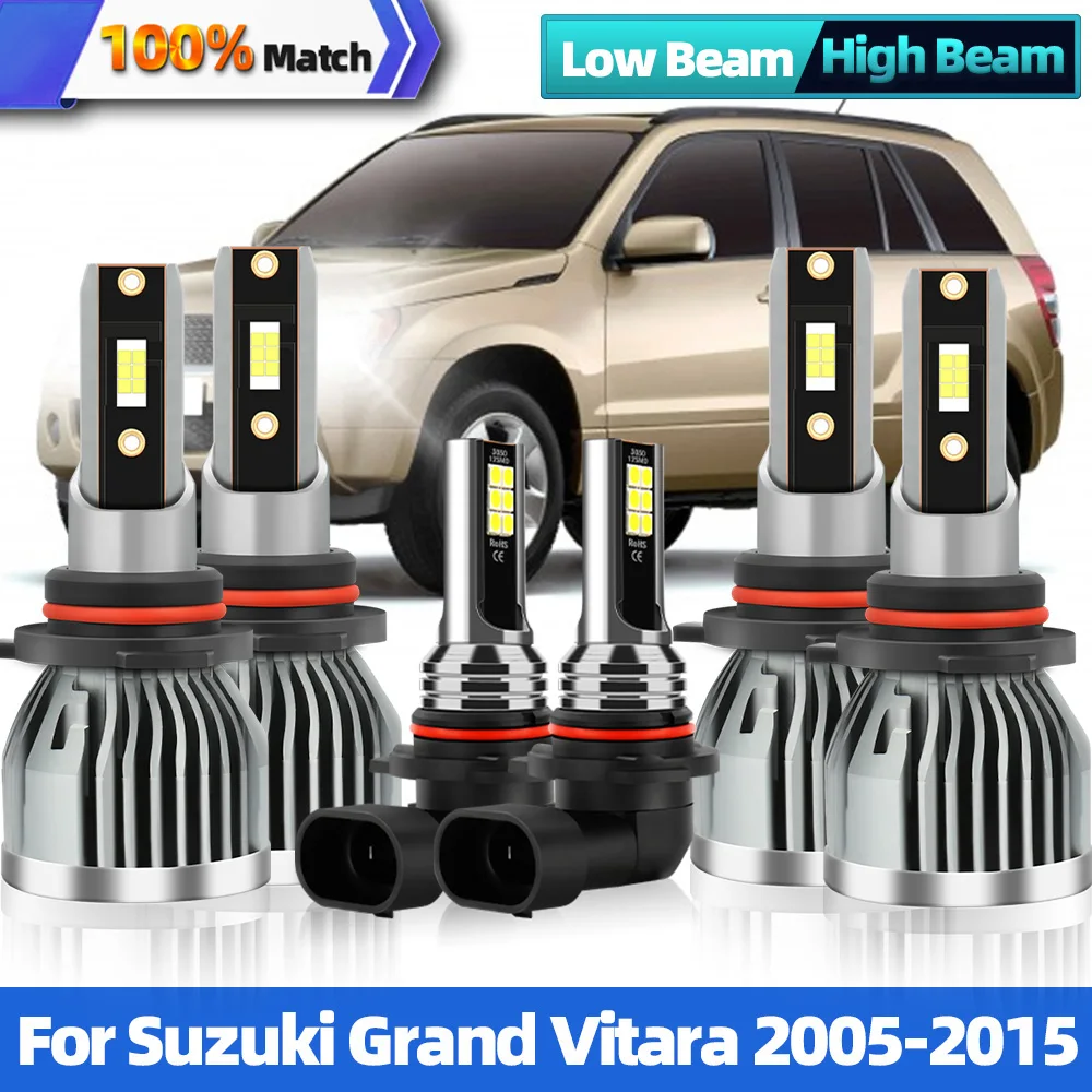 

6Pcs Turbo H7 H11 LED Lights Head Lamp 9005 Car LED Headlight Bulbs 6000K For Suzuki Grand Vitara 2005-2011 2012 2013 2014 2015