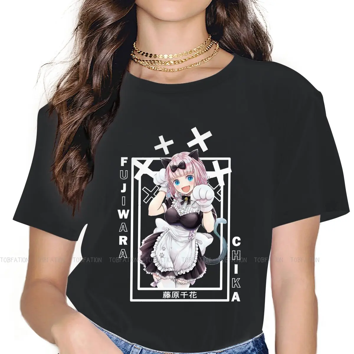 

Chika Fujiwara Creative Women Tshirts Kaguya-Sama Wa Kokurasetai Ultra Romanti Anime Aesthetic Vintage Female Clothing Oversized