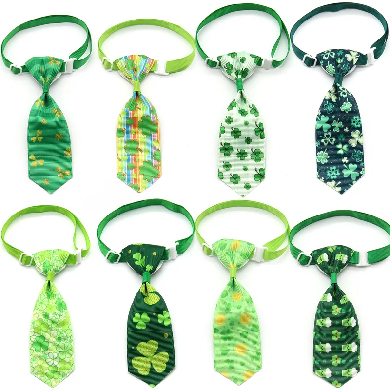 

30/50 Pcs ST Patrick's Day Pet Grooming Accessories Puppy Dog Bow Ties Necktie Pet Supplies Green Clover Dog Collar Bowtie