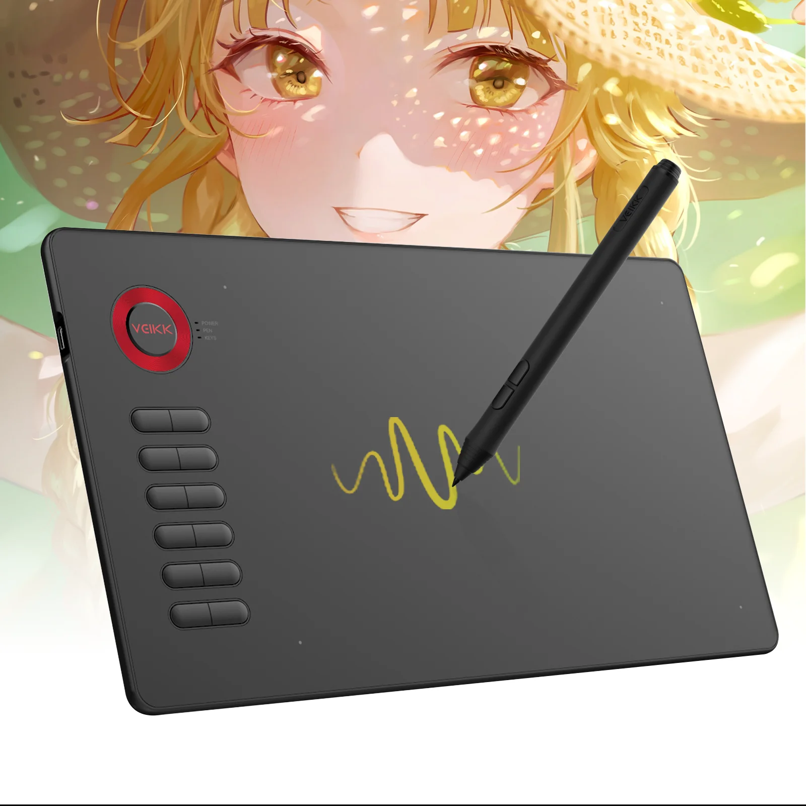 VEIKK A15 Graphics Tablet 10x6 Inch Digital Drawing Tablets With 12 Express Keys Battery-Free Pen Support Windows MacOS Android - купить по