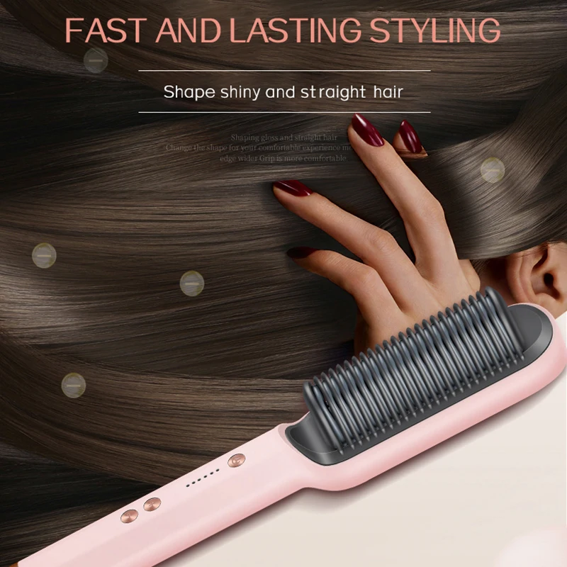 

Hair Straightening Brush Fast Heating Comb Curling Iron Styler Electric Comb Straightener With Lamp Display Multifunctional Comb