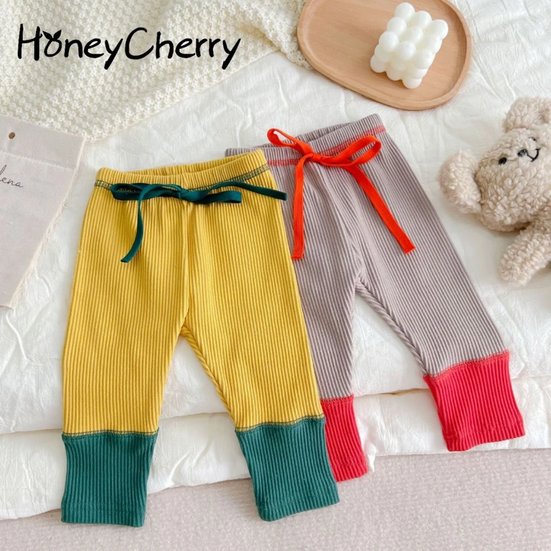 

HoneyCherry/штаны для мальчиков и девочек; Весенние хлопковые удобные брюки с цветными блокировками; Одежда для маленьких мальчиков