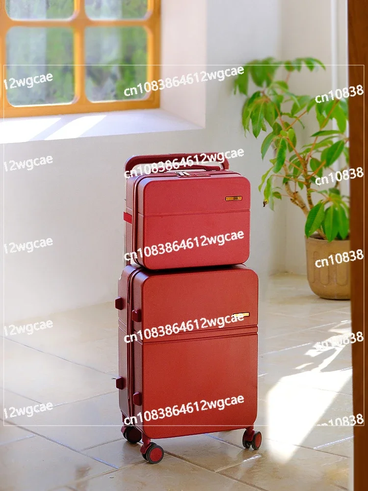 Красный чемодан женская широкая тяга новая коробка с паролем приданого 20 тягами