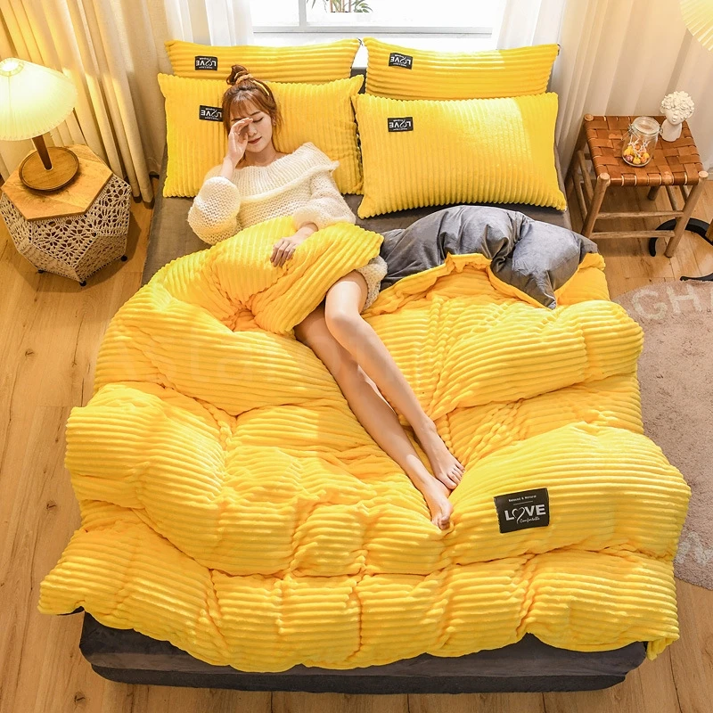 

Solid Color Velvet Duvet Cover for Household Winter Warmth Thick Bedding Set Double Quilt Cover Twin Queen King Duvet Cover