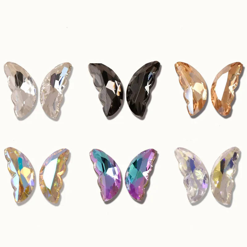 

20pcs Nail Splicing Crystal Half-Wing AB Glass Butterfly Rhinestone Stitching Crystals Butterflies For Nails DIY Decoration 5*10