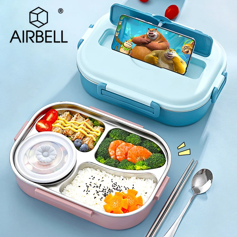 

304 Stainless Steel Lunch Box Kids And Adults Bento Lunchbox Food Storage Containers Kawaii Portable Thermal Bag Picnic Cutlery