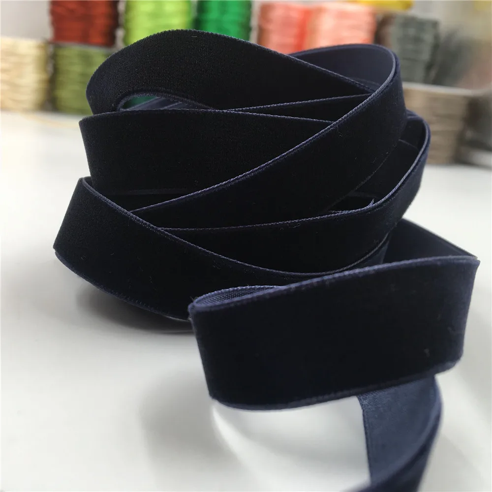 

6mm/9mm/15mm Navy Blue Single Face Velvet Ribbon for Handmade Gift Bouquet Wrapping Party Decoration Christmas Inelastic