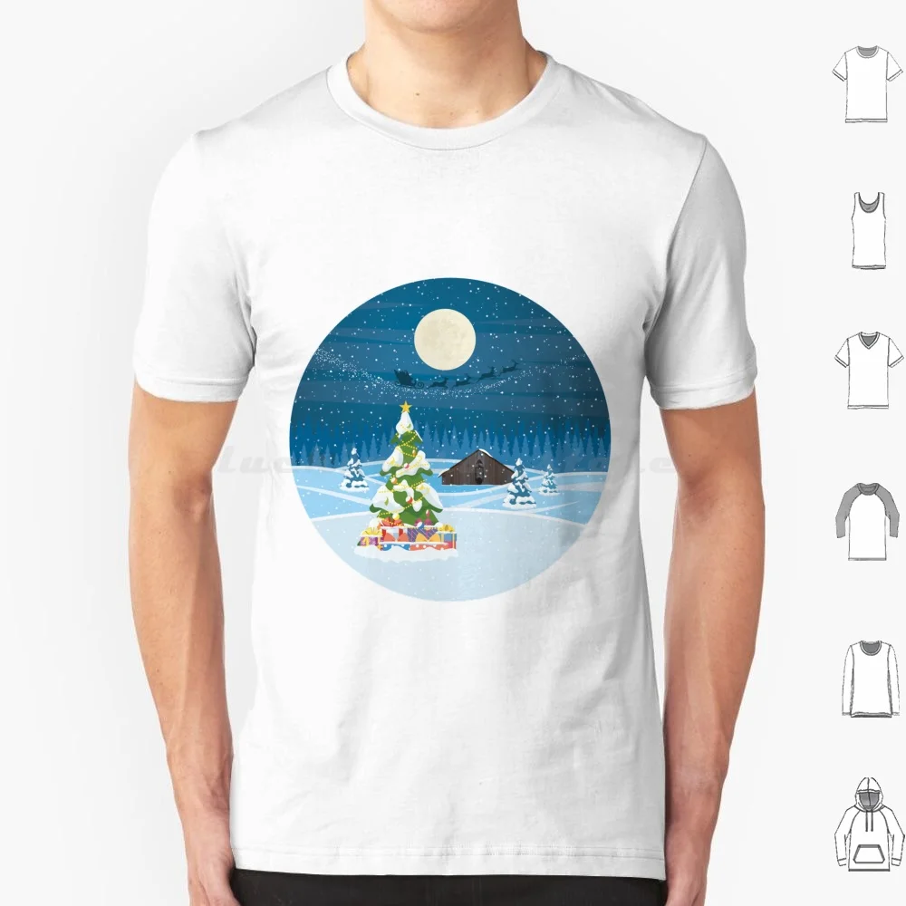 Хлопчатобумажная футболка с принтом Луна и Санта для мужчин женщин