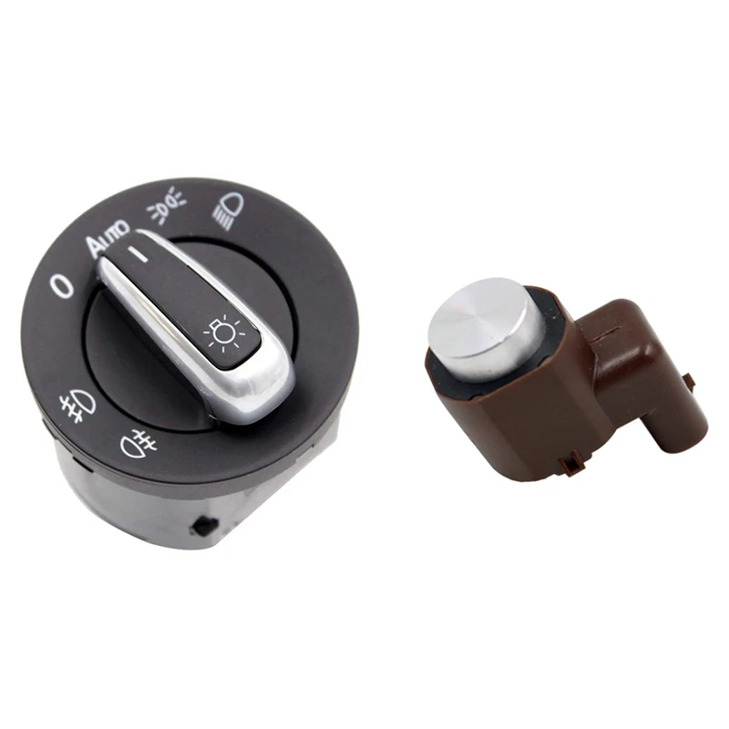 

2 Pcs Car Accessories: 1 Pcs PDC Backup Parking Sensor Radar & 1 Pcs Headlight Fog Light Switch Control