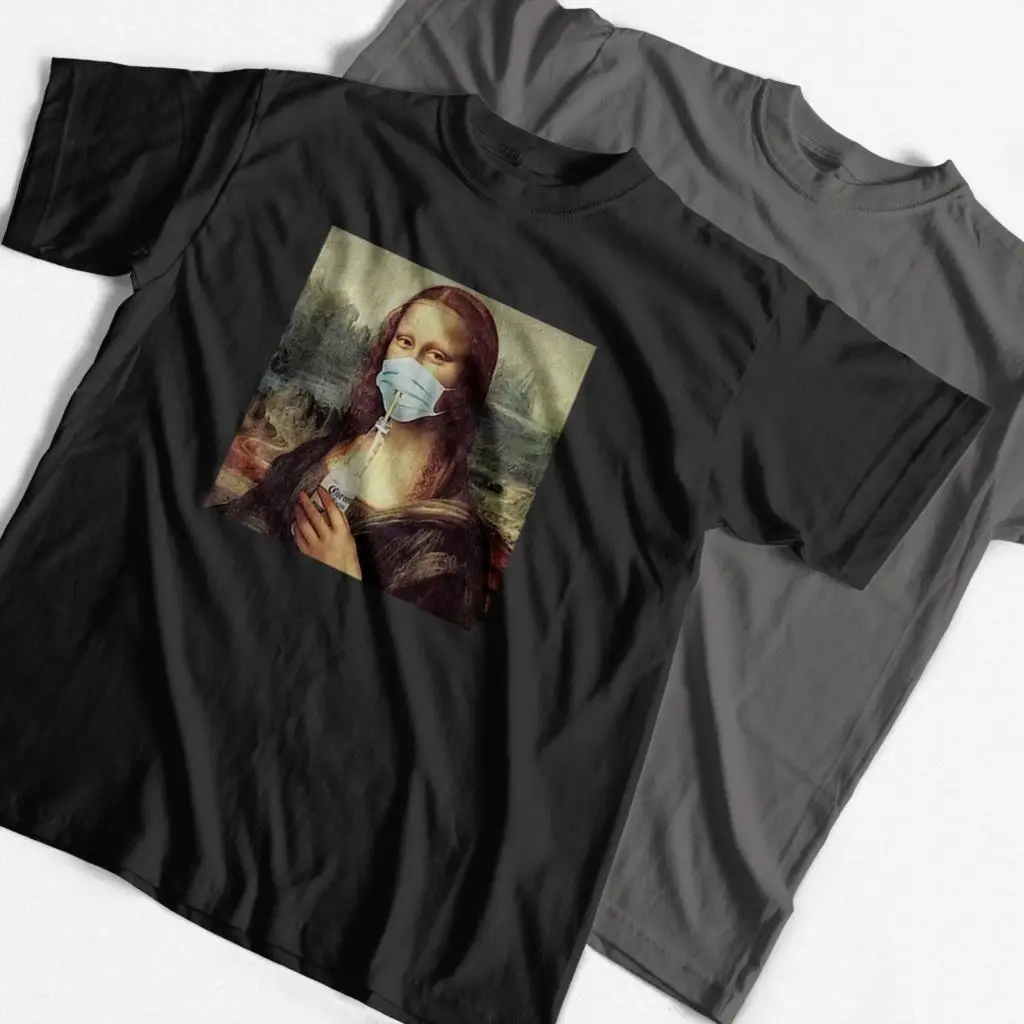 

COOLMIND 100% cotton funny mona lisa marks print cool men T shirt casual summer fashion men tshirt street wear male tee shirt