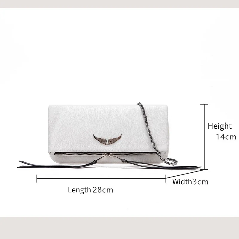 

New ZADIG Shoulder Bags For Women Crossbody Bag Designer Wing Decoration 2Chains Straps Beige Flap Zipper