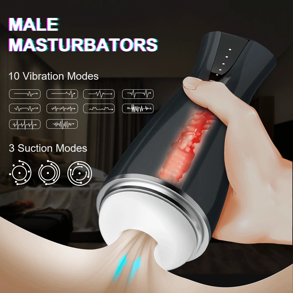 Sex Toys For Men Automatic Blowjob Sucking Masturbations Cup Vacuum Clamping Vibration Voice Real Vagina Male Masturbators Adult