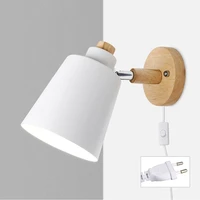 nordic wall lamp with switch iron wall lamp e27 macaroon 6 color bedside hollow lampshade paint craft vintage minimalist decor