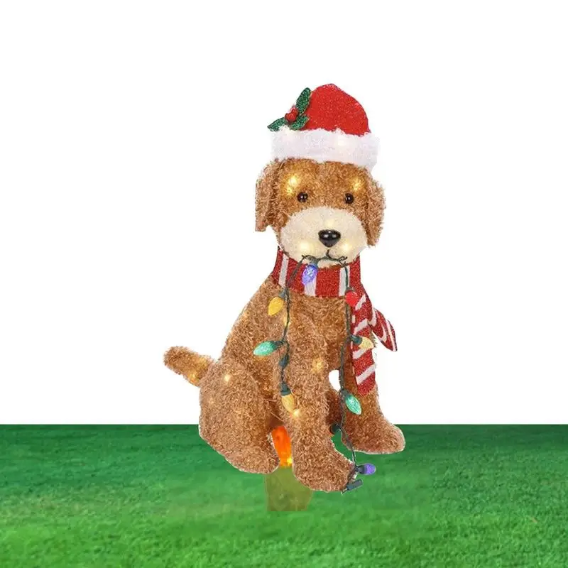 

Милое Рождественское украшение для собаки с искусственными блестками для рождественского сада, дома, улицы, двора, украшение для мероприятий