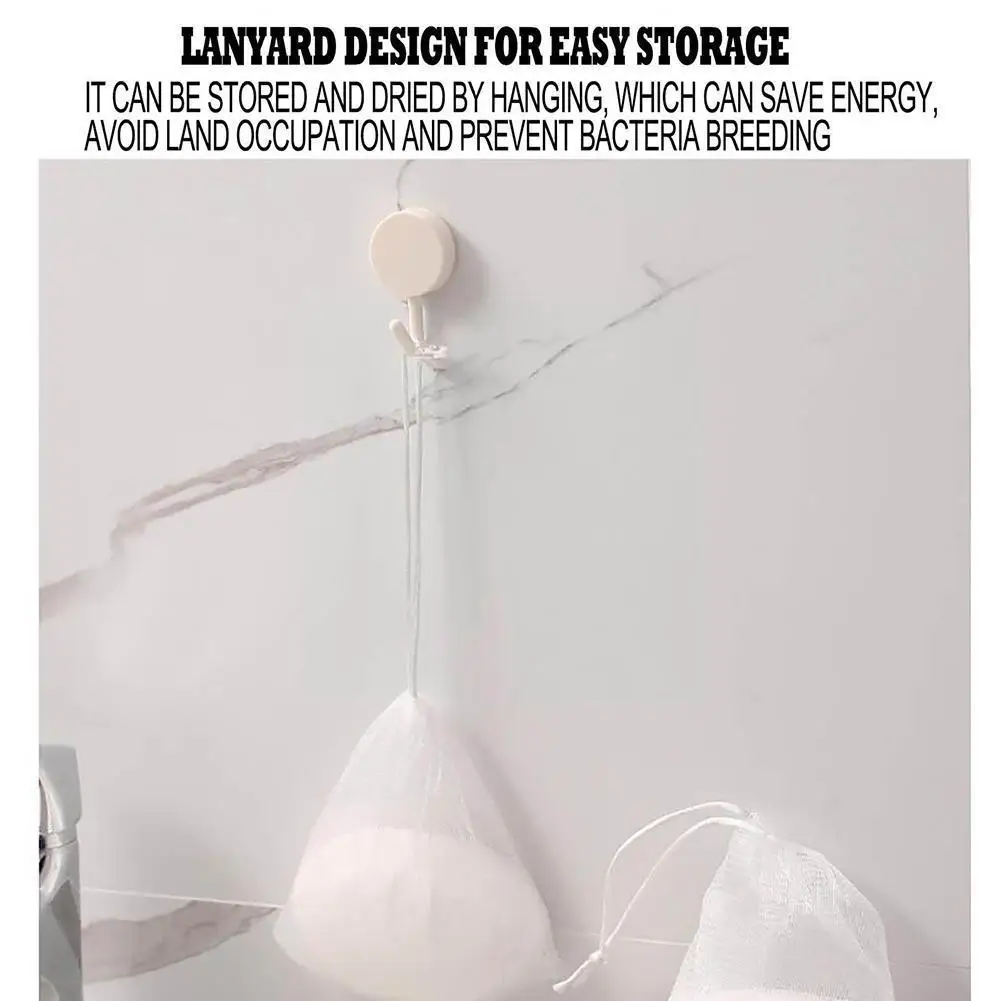 

New Soap Foam Nylon Mesh Drawstring Closure Bubble Cleaning Home Bathroom Gloves Foam Bath Bath Net Cleaning Bag Products A7k0