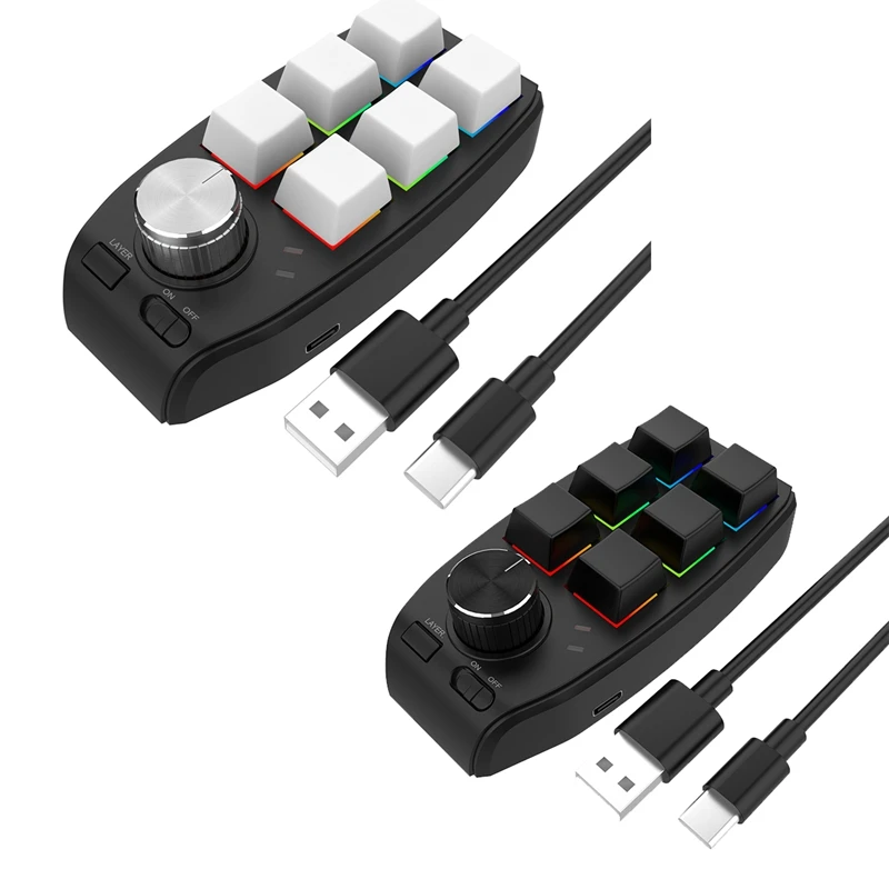 

HOT-USB Custom Programming Macro Knob Keyboard 6 Keys Copy Paste Mini Button For Photoshop Gaming Mechanical Keyboard