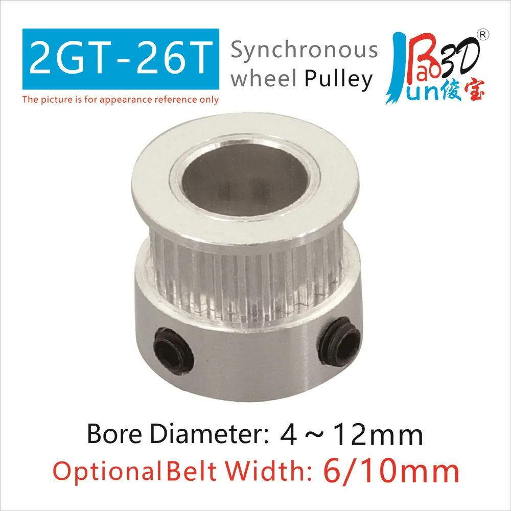 

2GT 26Teeth K Type Synchronous Timing Pulley GT2 26T Gear Wheel Belt Width 6 9 10MM Bore Diameter4 5 6 6.35 8 10 MM 3D Printer