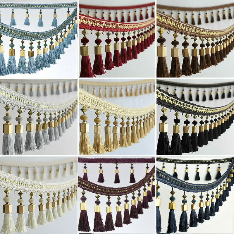

1M Bead Pom Pom Curtain Tassel Fringe Edging Trim Sewing Crafts Home DIY Furnishings Cushion Decoration Props Material
