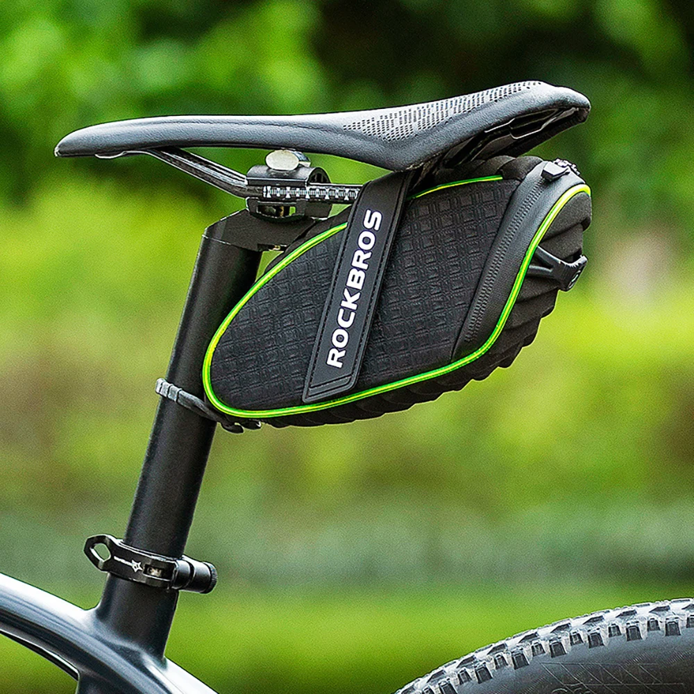 

ROCKBROS Bike Bag 3D Shell Rainproof Saddle Bag Reflective Bicycle Bag Shockproof Cycling Rear Seatpost Bag MTB Bike Accessories