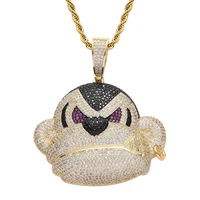 bling iced out gorilla monkey pendant micro pave zircon hipster street style animal hip hop necklace men jewelry