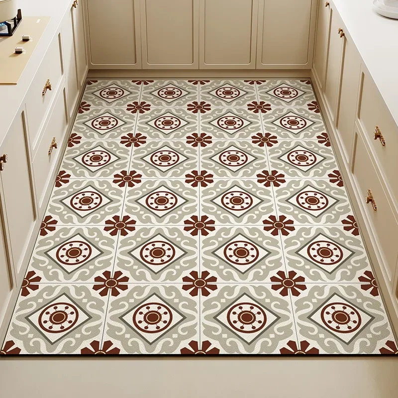 

Ковер для кухни, ПВХ напольный коврик, большие размеры, водонепроницаемые Нескользящие ковры, кожаные противомасляные коврики для ног, ретро коврик для украшения дома
