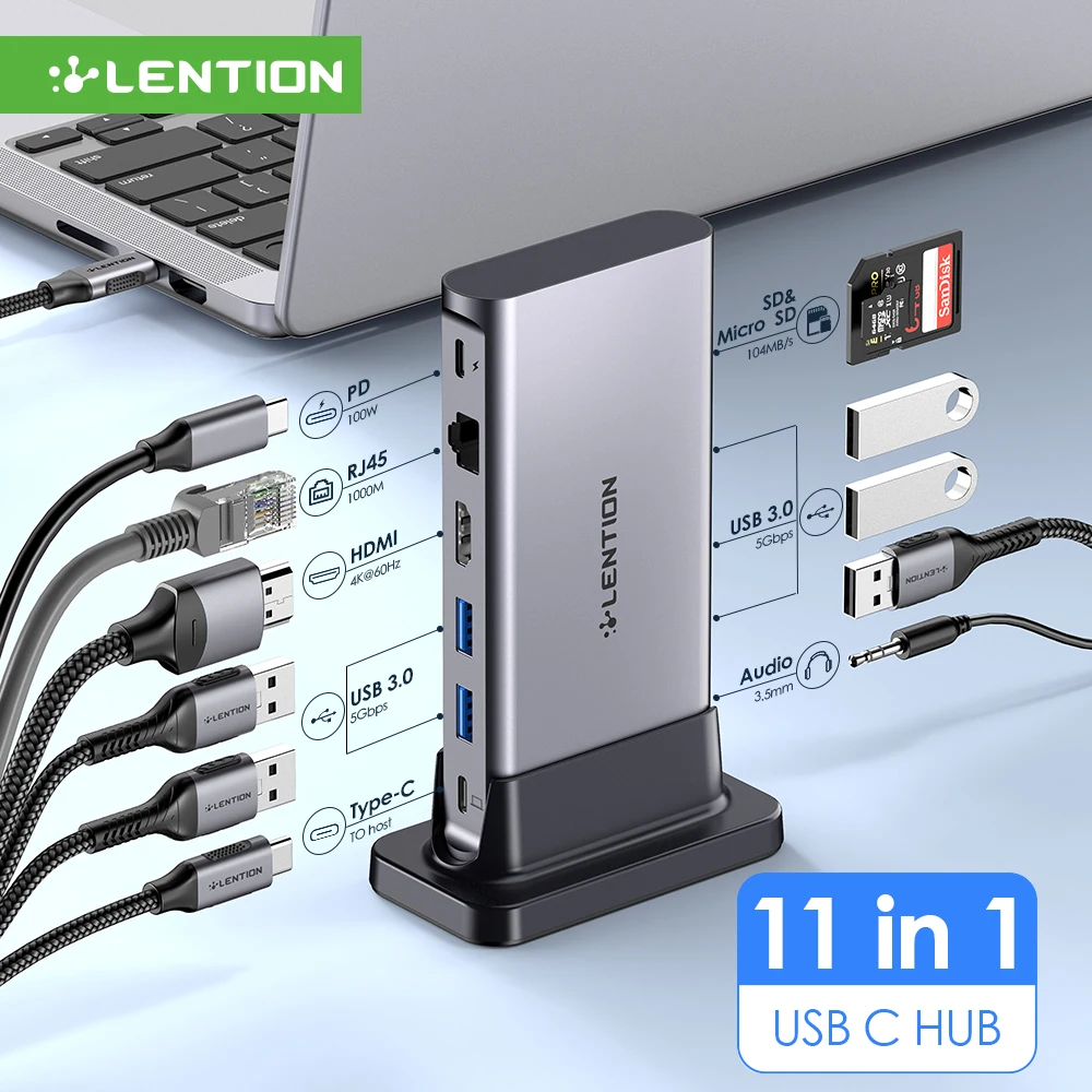 LENTION USB C HUB Docking Station 4 k60hz HDMI PD Card Reader Type-C adattatore USB 3.0 per il nuovo MacBook Pro Air Laptop HUB USB C