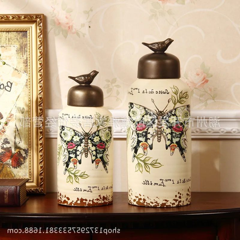

European christmas pottery painting sets two cans of hand painted butterfly classic creative antique crafts