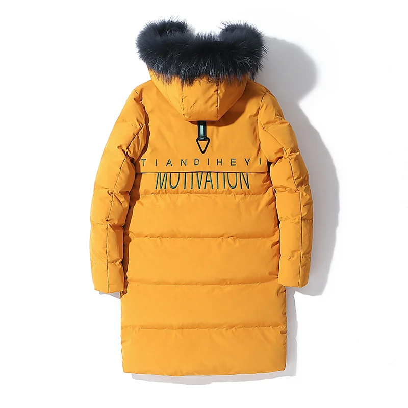 Мужское зимнее пальто с большим меховым воротником повседневное теплое плотное