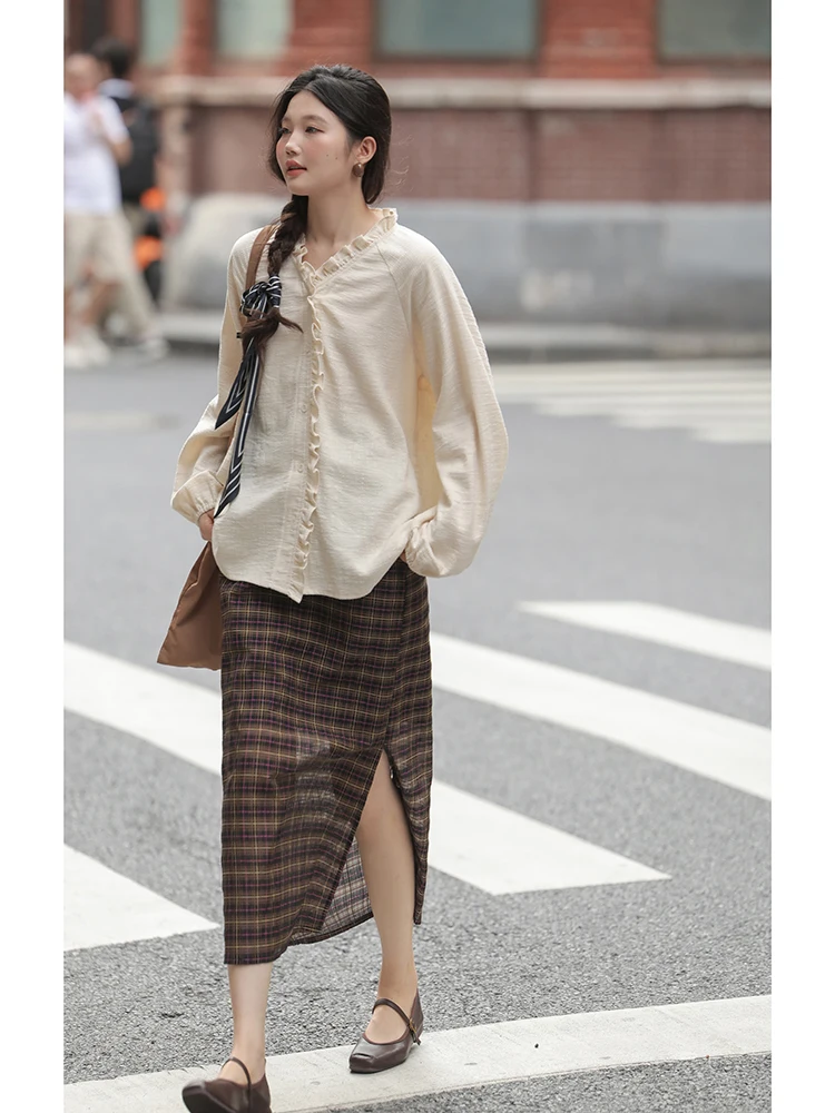 Женские рубашки с длинными рукавами Miding French sle High Sense осень 2024 новая шикарная