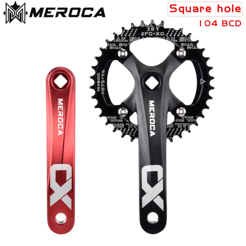 

MEROCA CX Square Hole Bicycle Crankset 104BCD Aluminum Alloy IXF Square Hole Mountain Bike Crankset 170mm 32T/34T/36T/38T/40T/42