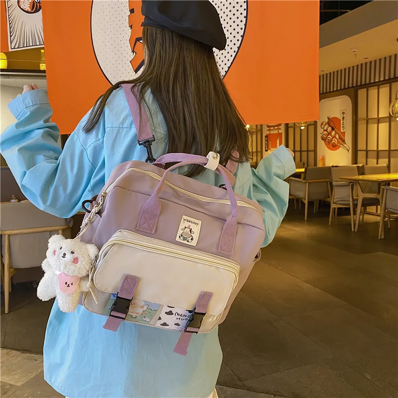 

Kawaii Horizontal Backpack for Teenage Girl Portable Multifunctional Travel Shoulder Bags Female Small Schoolbag Women Backpacks