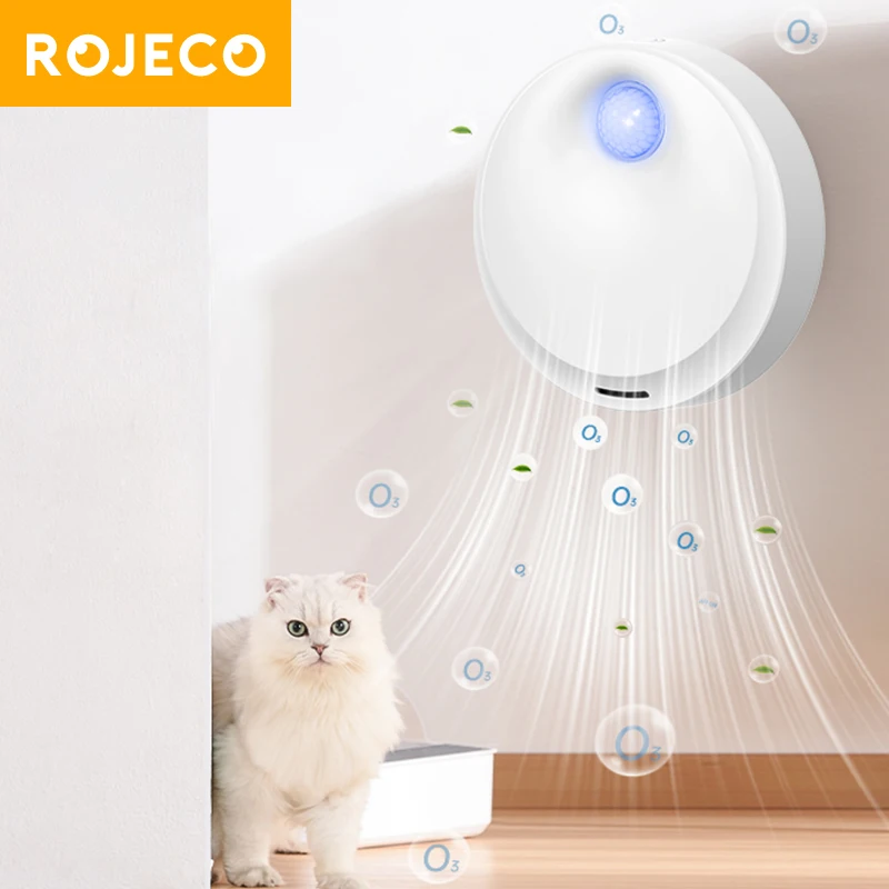 جهاز تنقية رائحة القطط الذكية من ROJECO 4000 مللي أمبير في الساعة من أجل صندوق فضلات القطط مزيل الروائح الأوتوماتيكي لتنقية هواء المرحاض للحيوانات الأليفة والكلاب ومزيل الروائح الكريهة