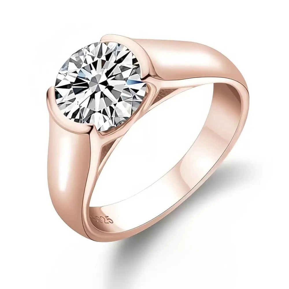 Обручальное кольцо с настоящим муассанитом на 2-3 карата стерлинговое серебро 925