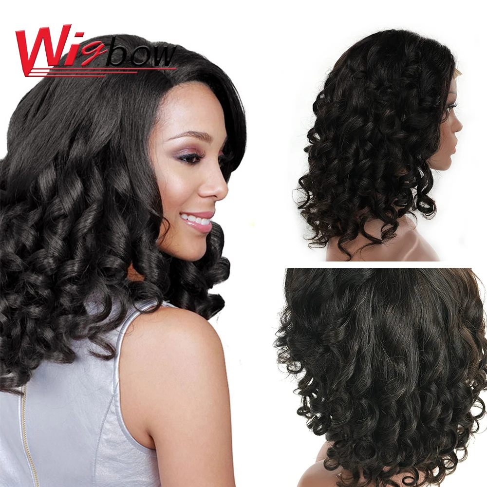 Bouncy Curly Hair Wig 100% Indian Hair Wigs 4*4 Closure Curly Wig For Black Women Remy Hair Lace Wigs Real Hair Free Shipping