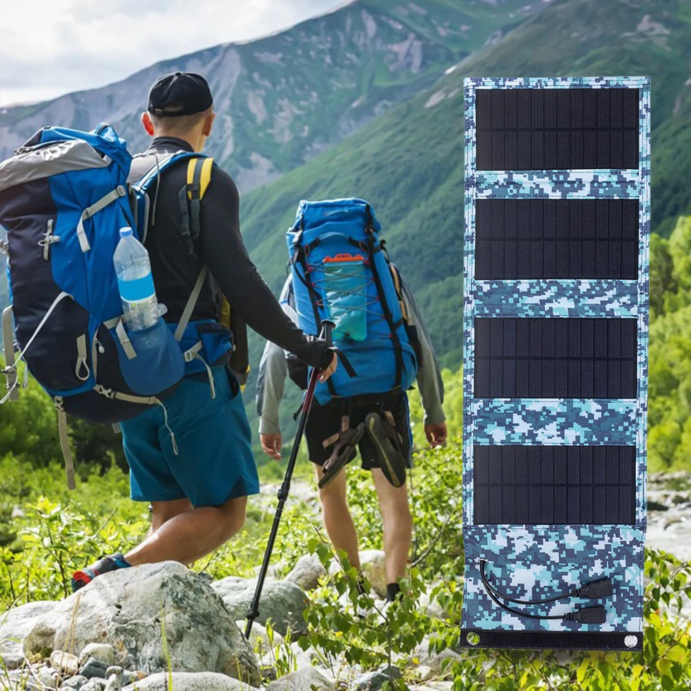 7W/10W Solar Battery Charger Portable 5V 2USB Fast Charging Panel Kit Foldable High-Efficiency for Cell Phone Power Bank