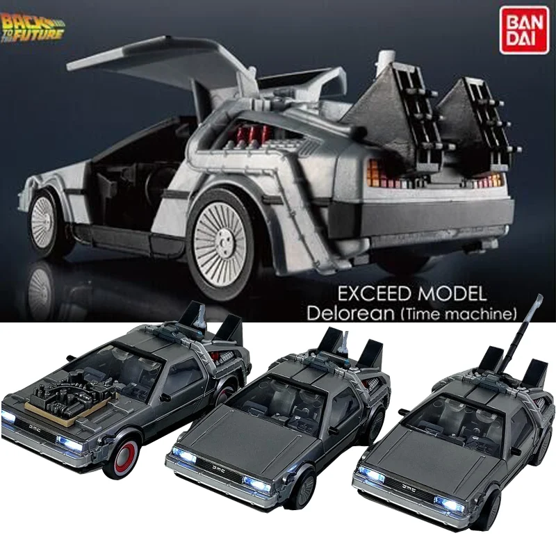 Bandai Gashapon 1/42 Movie Back To The Future Exceed Model Delorean Time Machine Travelling Car Toy Gift Collection Ornament