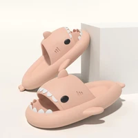 1 pair adult slippers summer cute shark shaped home non slip rebound round toe slippers man women outdoor slippers