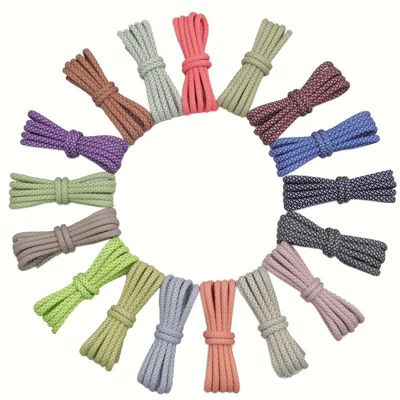 Weiou New Personality Shoelace 3M Round Rope Diameter Reflective Polyester Shoestrings For Men Women Night Running Sneaker Boots