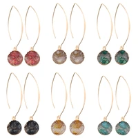 simulated threaders earrings boho glitter upside down long hoop dangle drop earrings for womengeode stone sparkly pendants