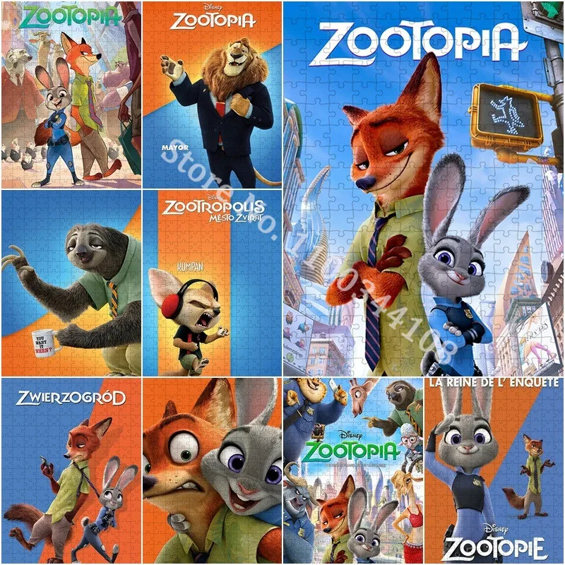 

Disney Zootopia Peter Judy Nick Jigsaw Puzzle 300/500/1000 Pieces Educational Puzzle for Adults Teens Child Brain Challenge Game