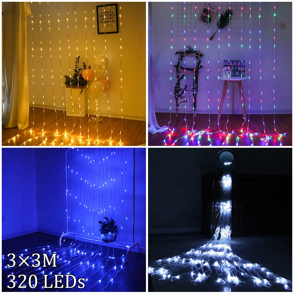 

3x3m LED Waterfall Meteor Shower Rain String Light Festoon 6X3Mled Holiday Decor Lights For Home Garland Fairy String Lights