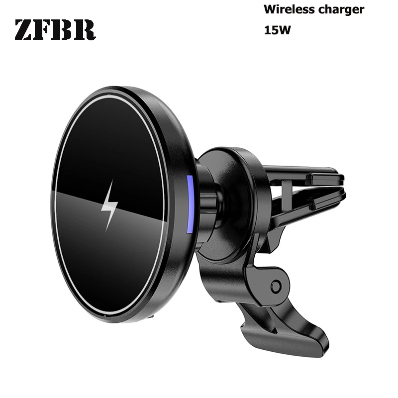 

Car Phone Holder Wireless Charger Magnetic Mobile Holder Qi Fast Charging Air Vent Phone Holder with TypeC Cable For iPhone 12