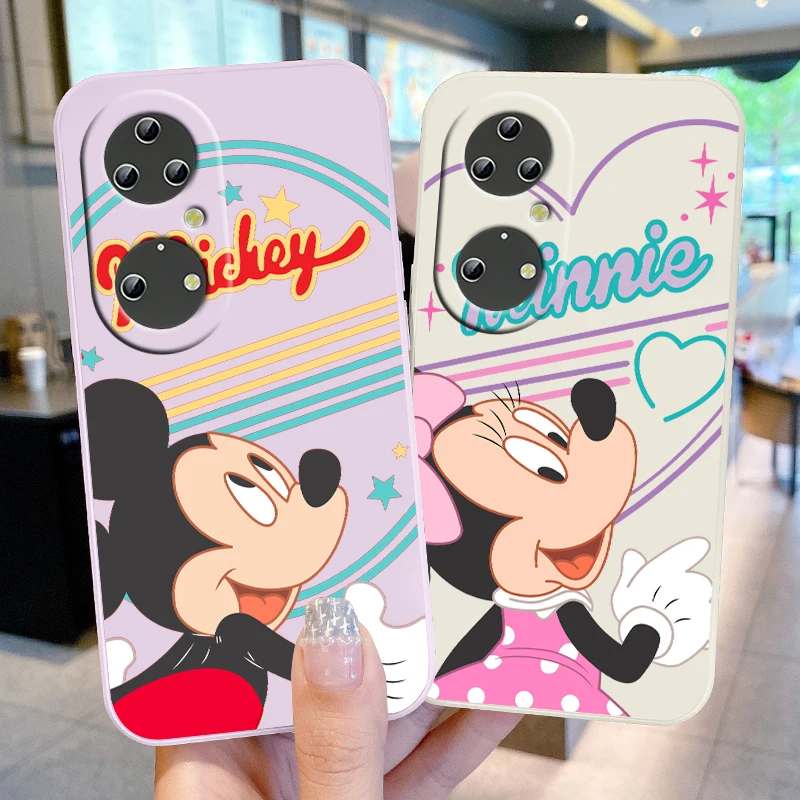 

Liquid Rope Cover Disney Pink Mickey Minnie Phone Case For Huawei P50 P40 P30 P20 Pro Lite E Nova Y70 5T 9 Y9S Y9A Y9 Y6 5G