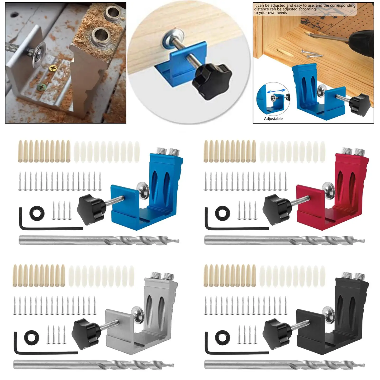 

Pocket Hole Jig Kit Saw Step Oblique Drill Puncher Tool Carpentry Locator